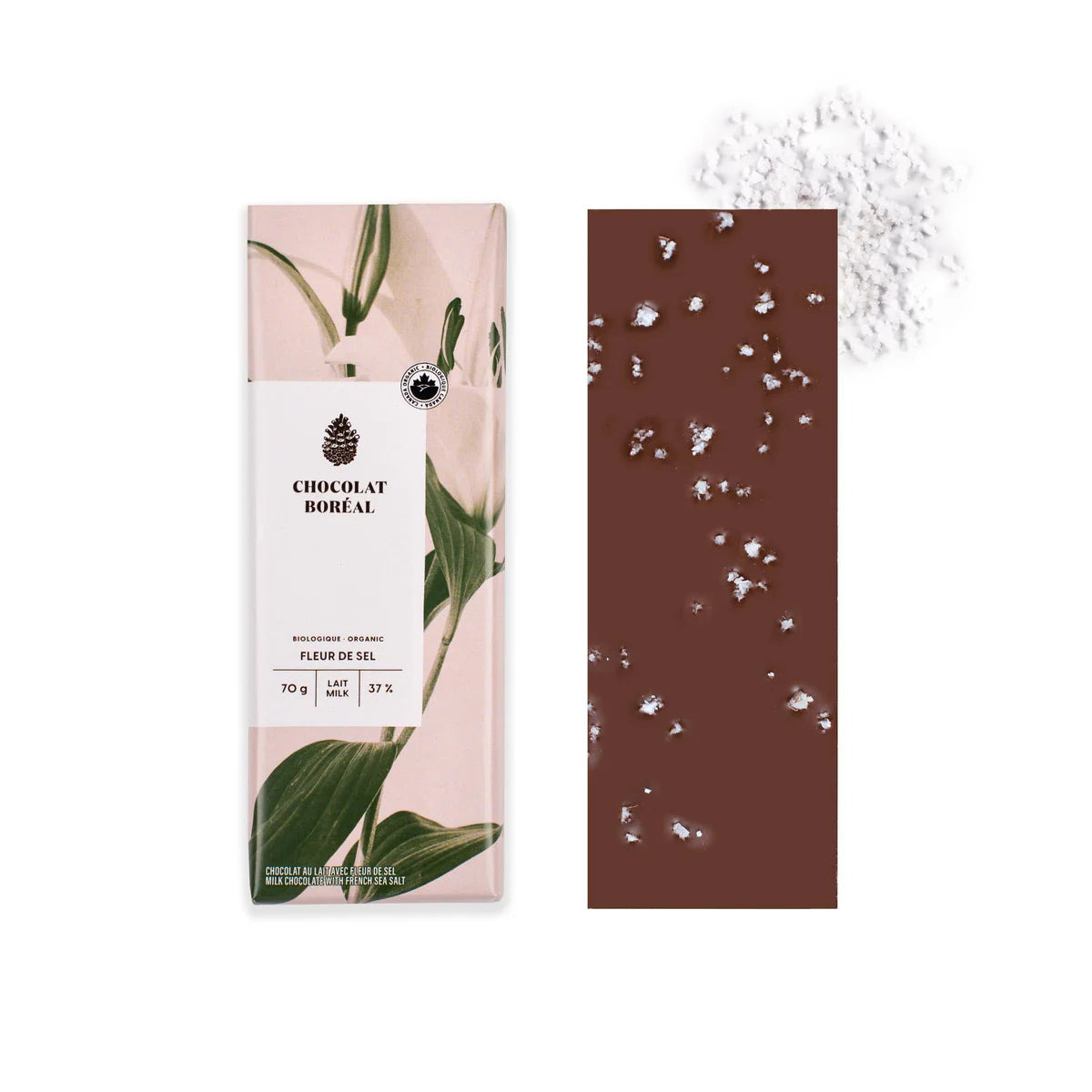 Chocolat Boreal - Fleur de Sel Biologique LAIT Bar