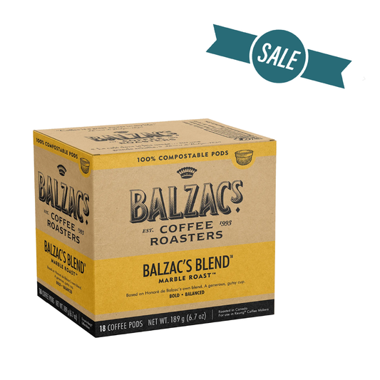 Balzacs Blend - Marble Roast - Single Serve Compostable Pods (18 cups) - EXP: August 29th